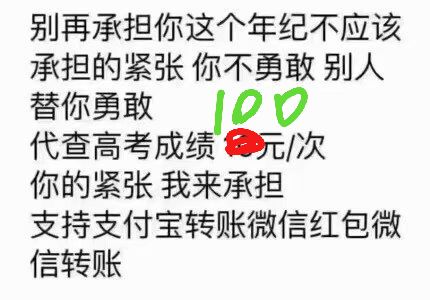 别再承担你这个年纪不应该承担的紧张你不勇敢别人替你勇敢0代查高考成绩鸶元/次你的紧张我来承担支持支付宝转账微信红包微信转账