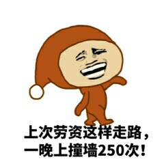 上次劳资邃祥走路，晚上撞墙250次！