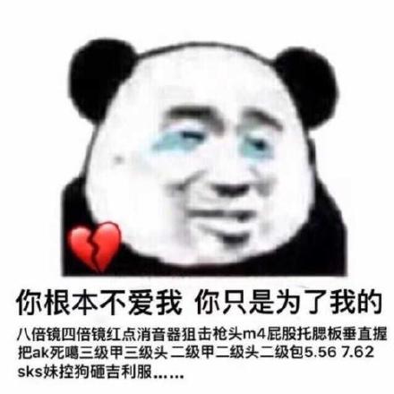 你根本不爱我，你只是为了我的八倍镜四倍镜红点消音器狙击枪头 m4屁股托腮板垂直握把 ak三级头三级甲二级甲二级头二级包5.56 7.62 sks妹控狗砸吉利服...