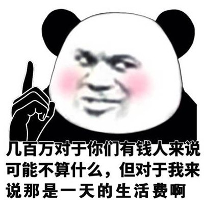 几百万对于你们有钱人来说可能不算什么,但对于我来说那是一天的生活费啊