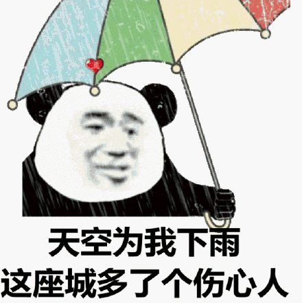 天空为我下雨，这座城多了个伤心人（熊猫头撑伞）