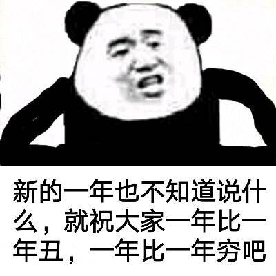 新的一年也不知道说什么，就祝大家一年比年丑，一年比一年穷吧