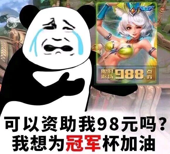 可以资助我98元吗？我想为冠军杯加油