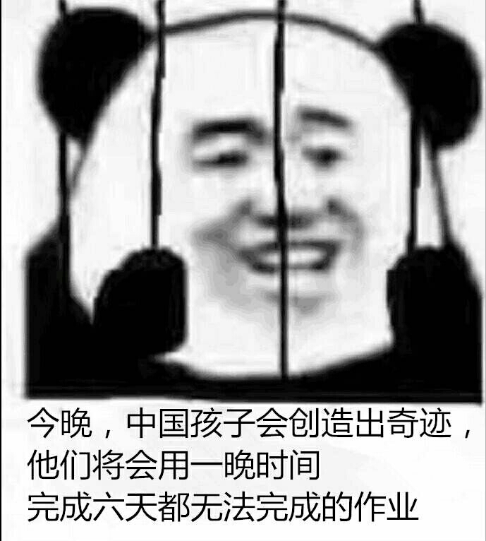 今晚，中国孩子会创造出奇迹，他们将会用一晚时间完成六天都无法完成的作业