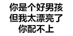 你是个好男孩，但我太漂亮了，你配不上