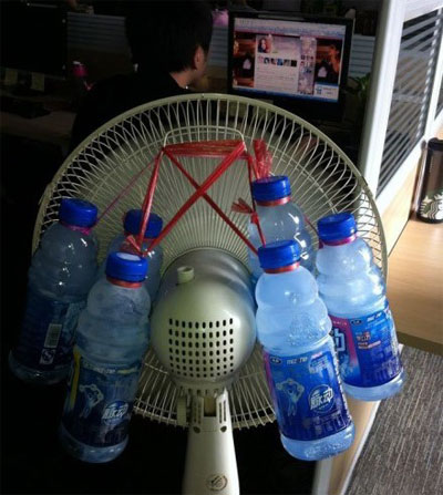 牛人自制的降温风扇