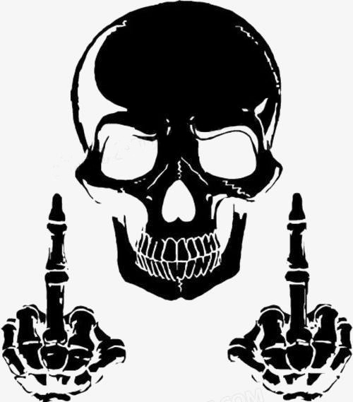骷髅头竖中指鄙视你