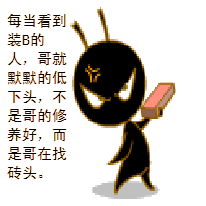 每当看到装B的人，哥就会低下头找砖头