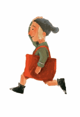 背着包大步的跑来了