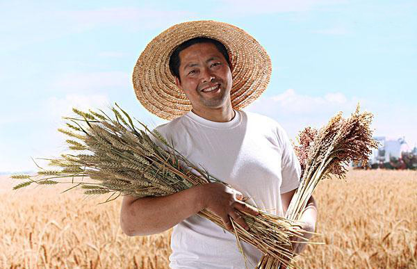 这是一个丰收的季节，农民伯伯脸上写满了高兴