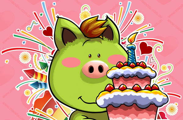 送你一个可爱的卡通蛋糕