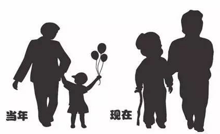 小时候妈妈牵着我的手，现在我扶着妈妈走