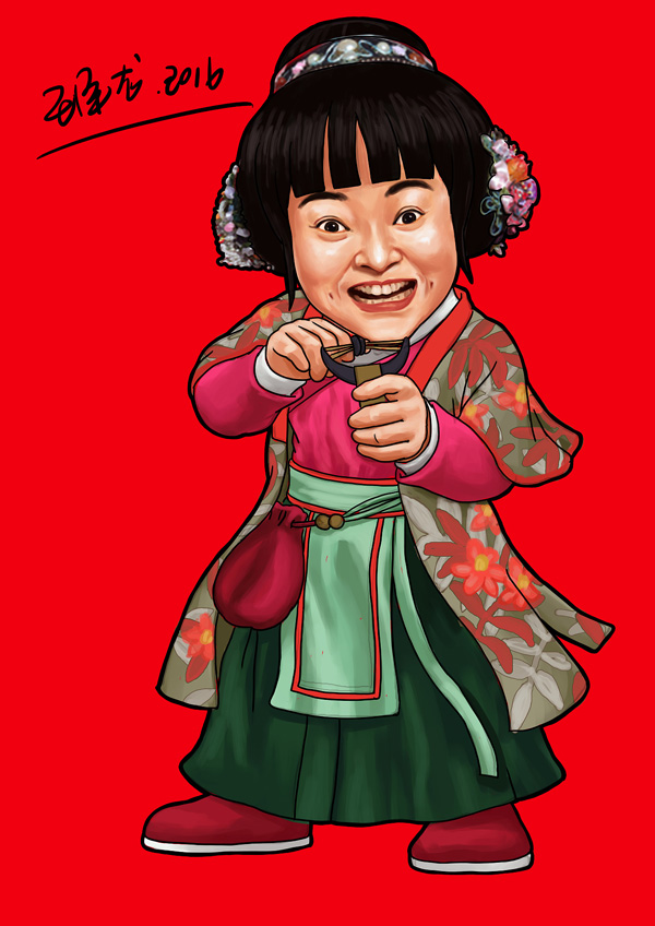 可爱有趣的贾玲玩弹弓漫画像