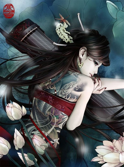 背上纹身的女人