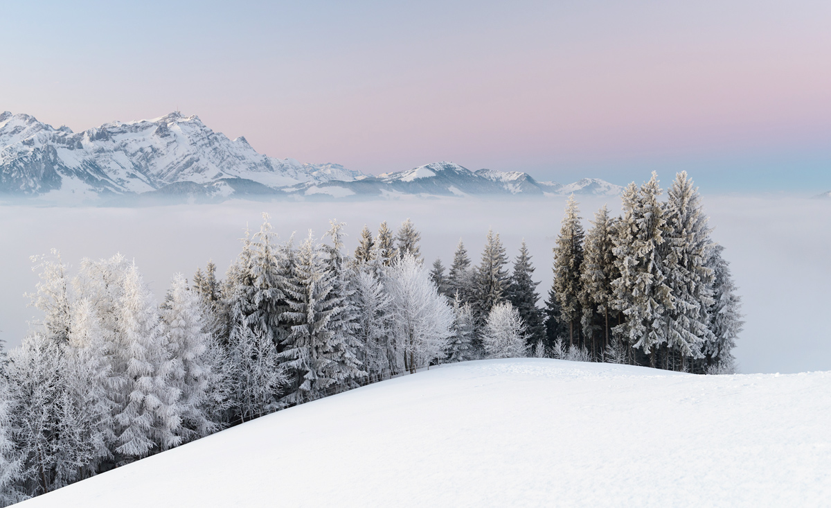 山顶银装素裹的美丽雪景