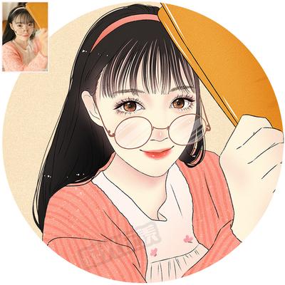 q版头像卡通人物形象logo设计真人照片转手绘漫画定制作婚礼微信_双氙