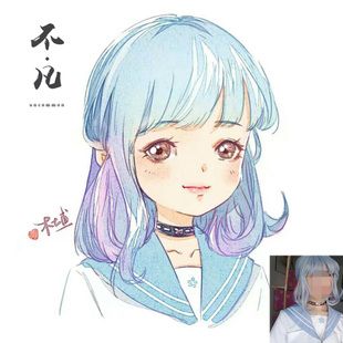 水彩风格q版头像卡通人物形象logo设计漫画定制作情侣微信头像 三亚