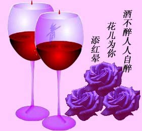 酒不醉人自醉，花儿为你添红晕