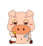 肉肉猪一个人喝闷酒
