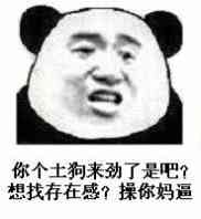 你个土狗来劲了是吧？想找还在感？操你妈逼！（熊猫人）