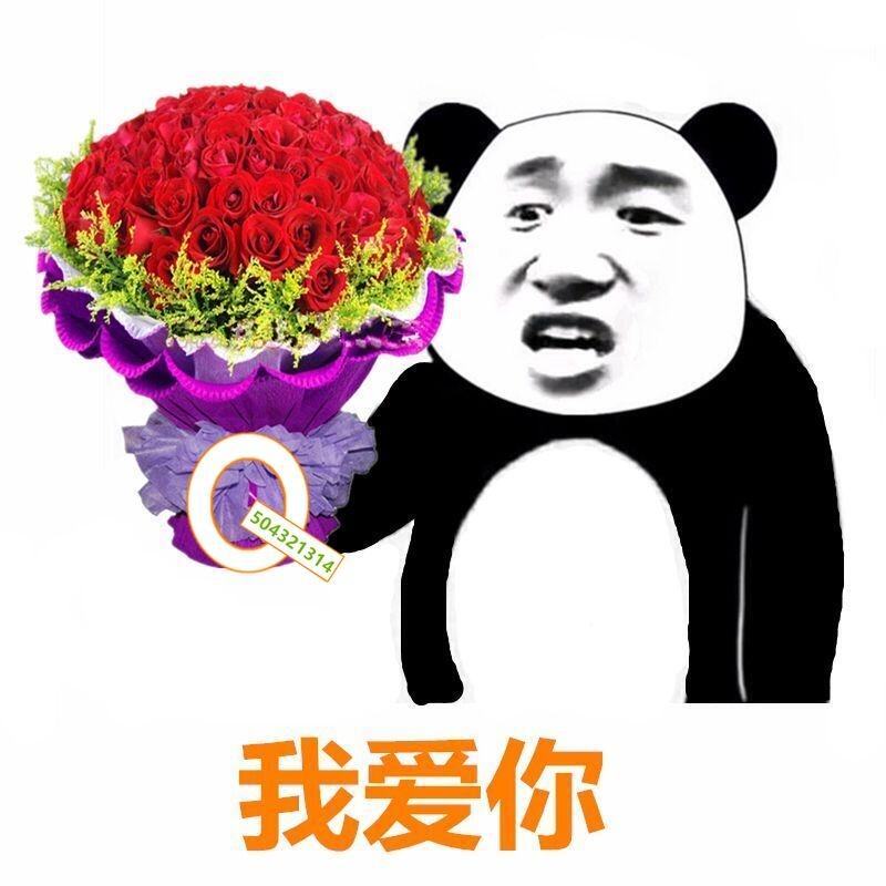 我爱你（熊猫人手拿鲜花）