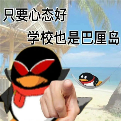 QQ企鹅发疯表情包 只要心态好学校也是巴厘岛